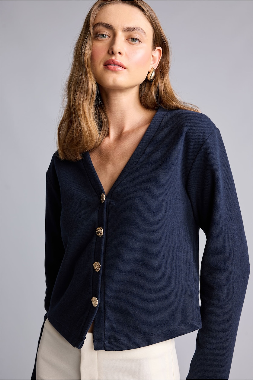 Women NAVY Relax Fit Cardigan