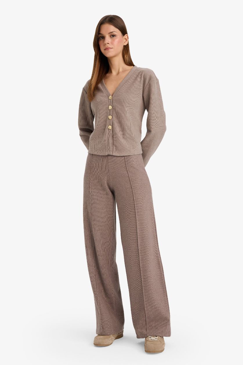 Kadın Kahve Wide Leg Geniş Bol Paça Selanik Pantolon