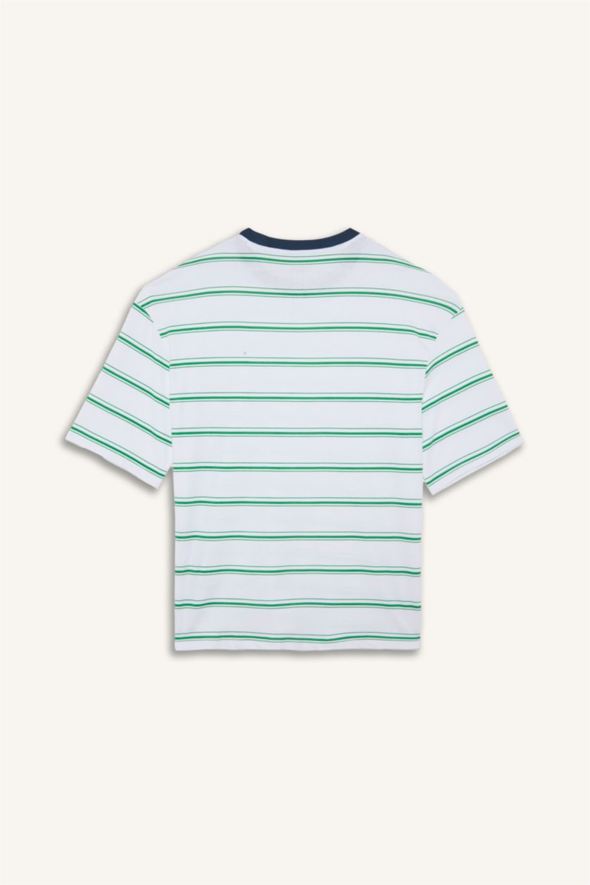 Men Green Boxy Fit Short Sleeve T-Shirt