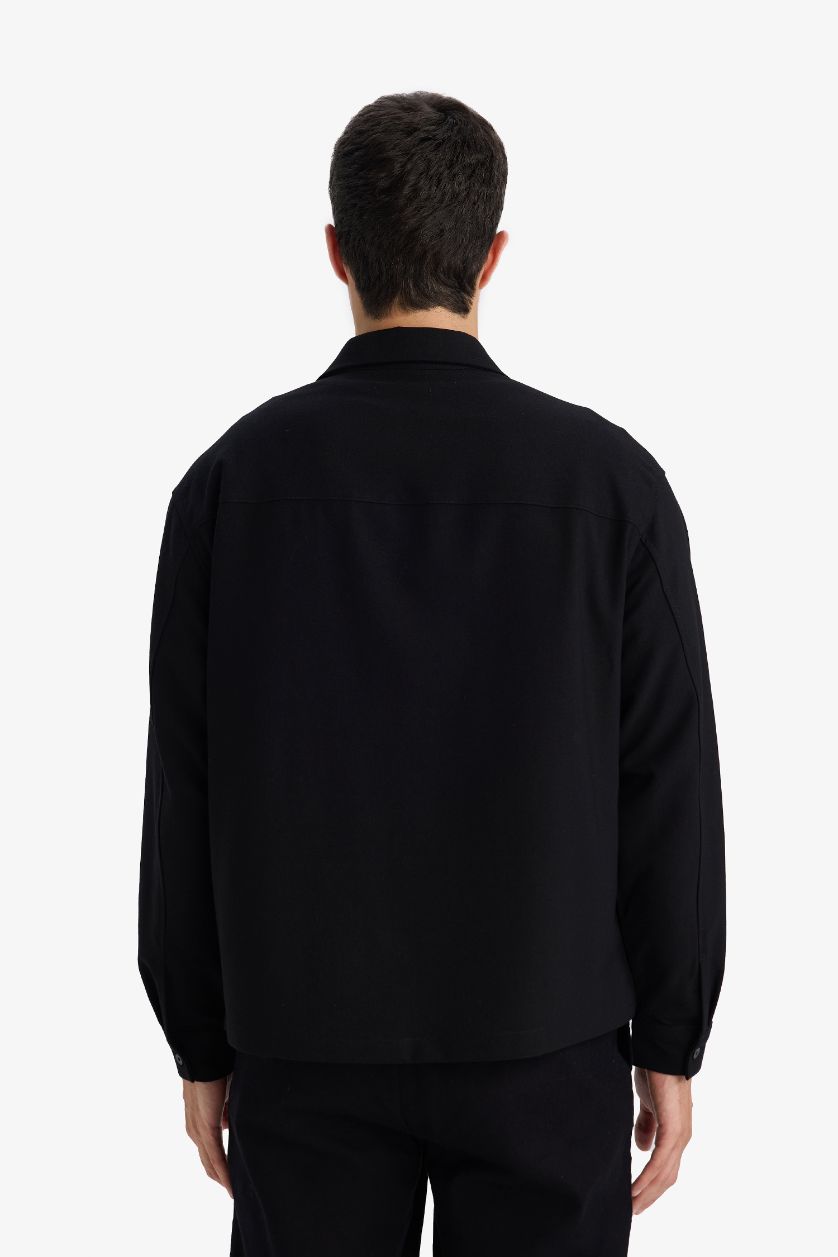 رجال أسود قميص بوبلين