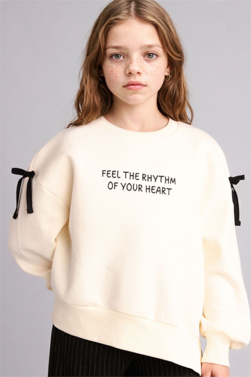 Girls & Teens Ecru Oversize Fit Sweatshirt