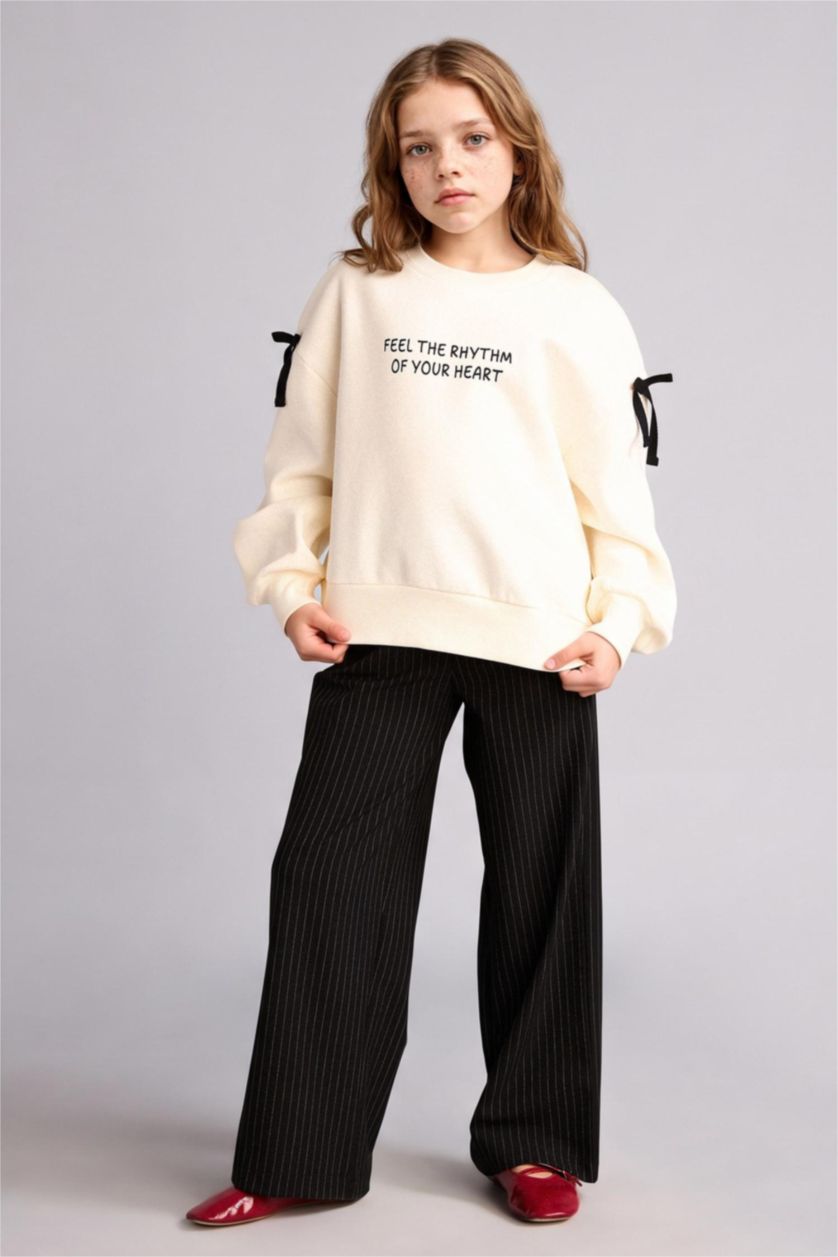 Girls & Teens Ecru Oversize Fit Sweatshirt