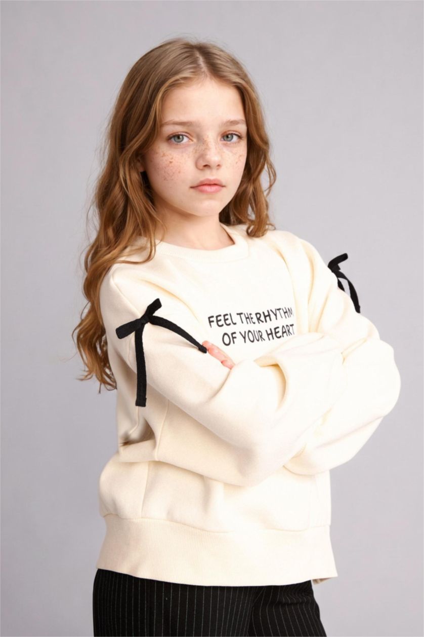 Girls & Teens Ecru Oversize Fit Sweatshirt