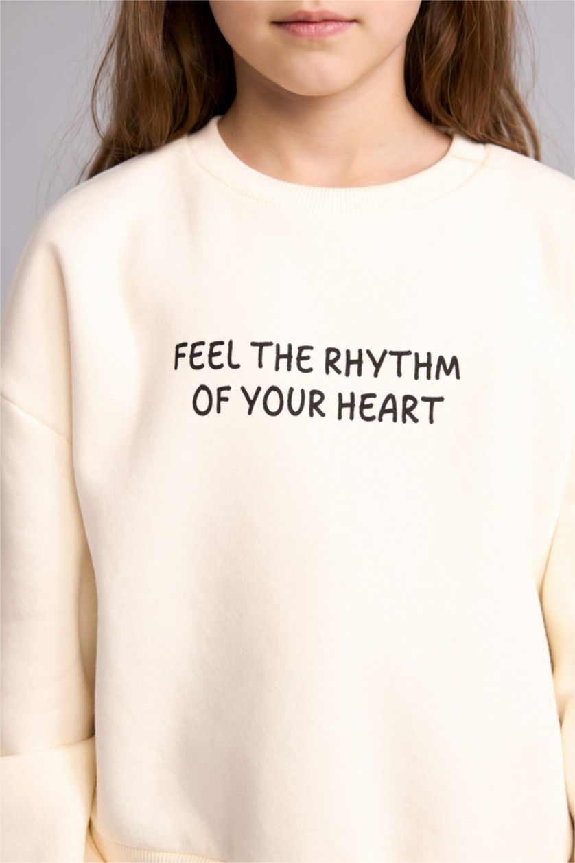 Girls & Teens Ecru Oversize Fit Sweatshirt