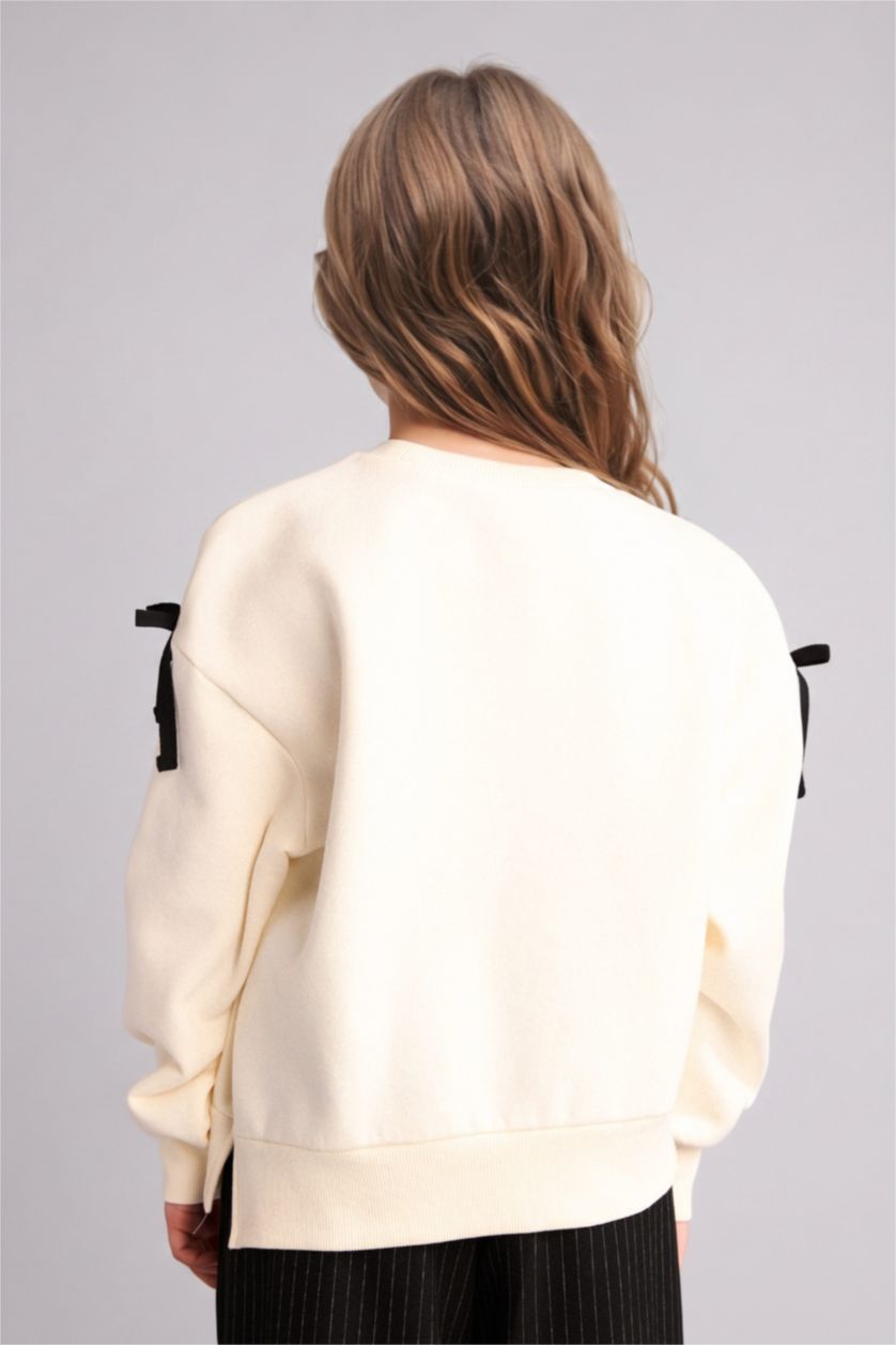 Girls & Teens Ecru Oversize Fit Sweatshirt