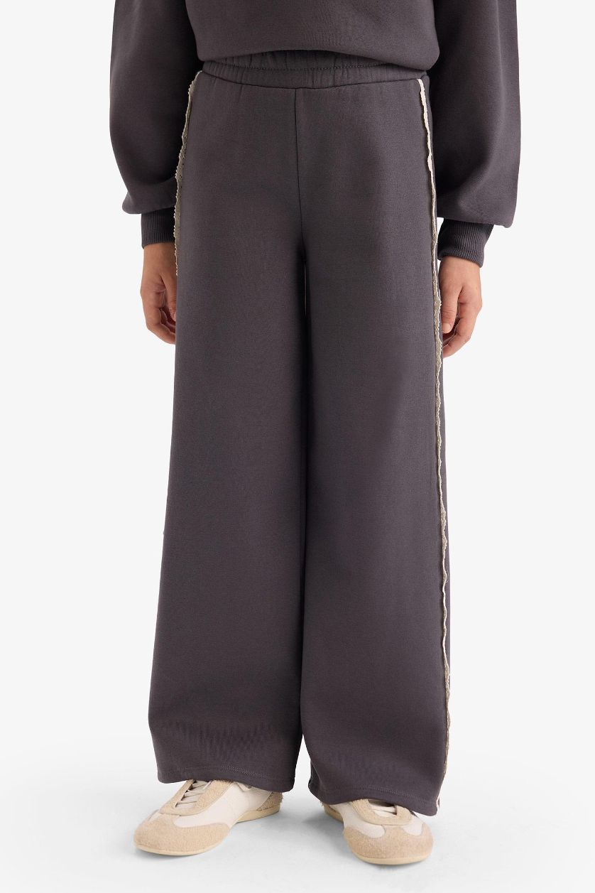 Girls & Teens Anthracite Girl Wide Leg Thick Fabric Sweatpants