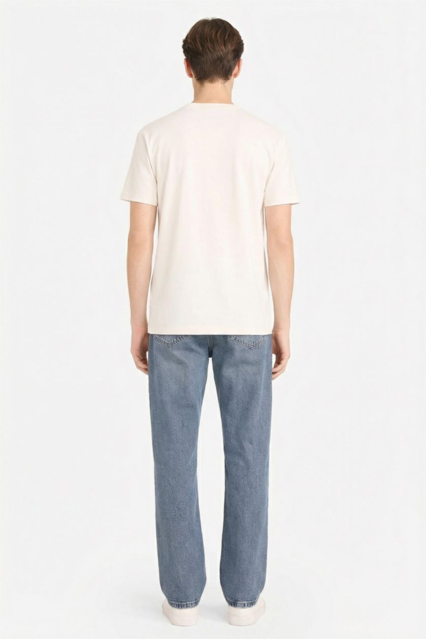 Erkek Mavi Gri Straight Fit Jean Pantolon