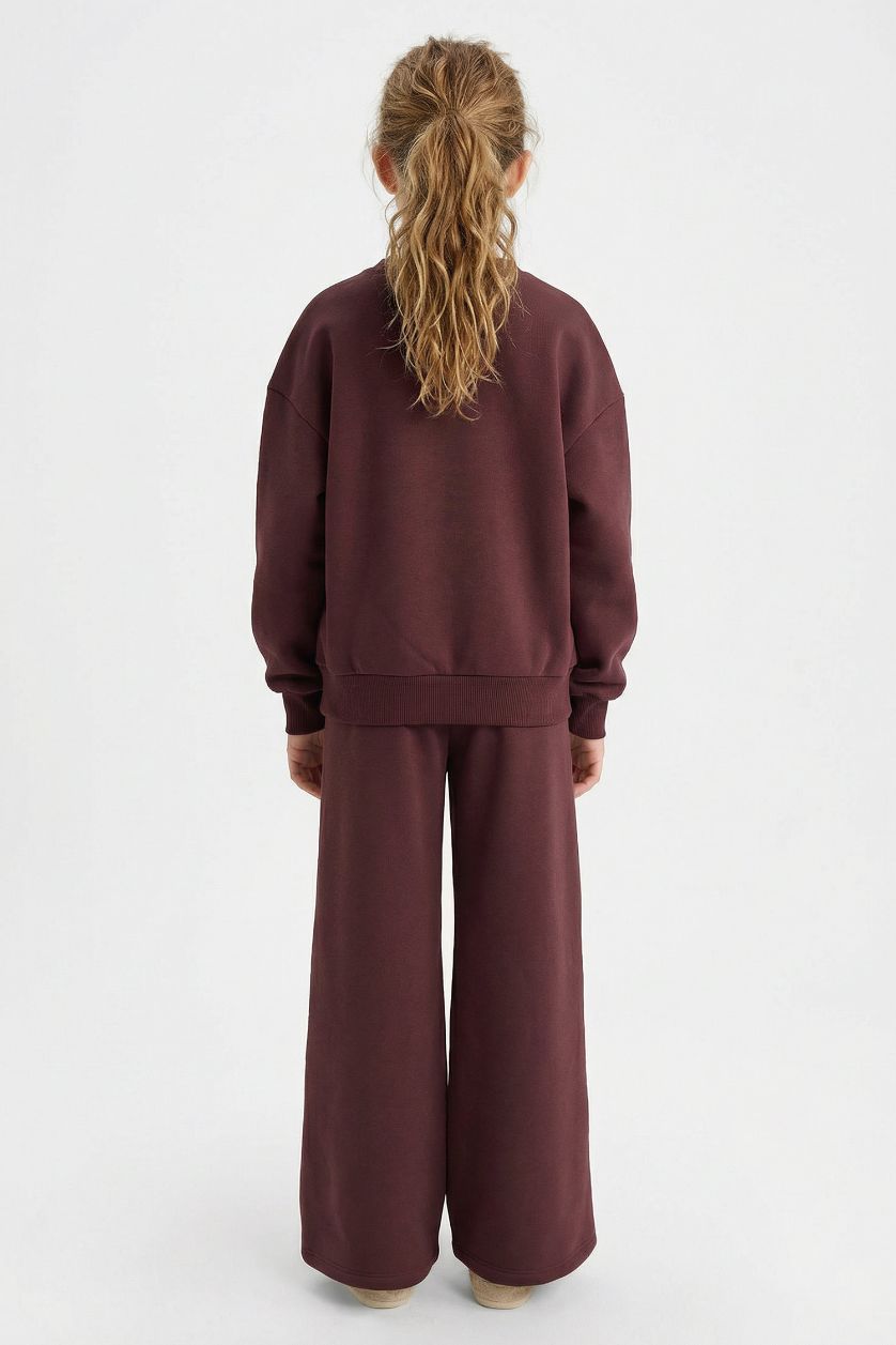 Girls & Teens Brown Girl Wide Leg Thick Fabric Trousers