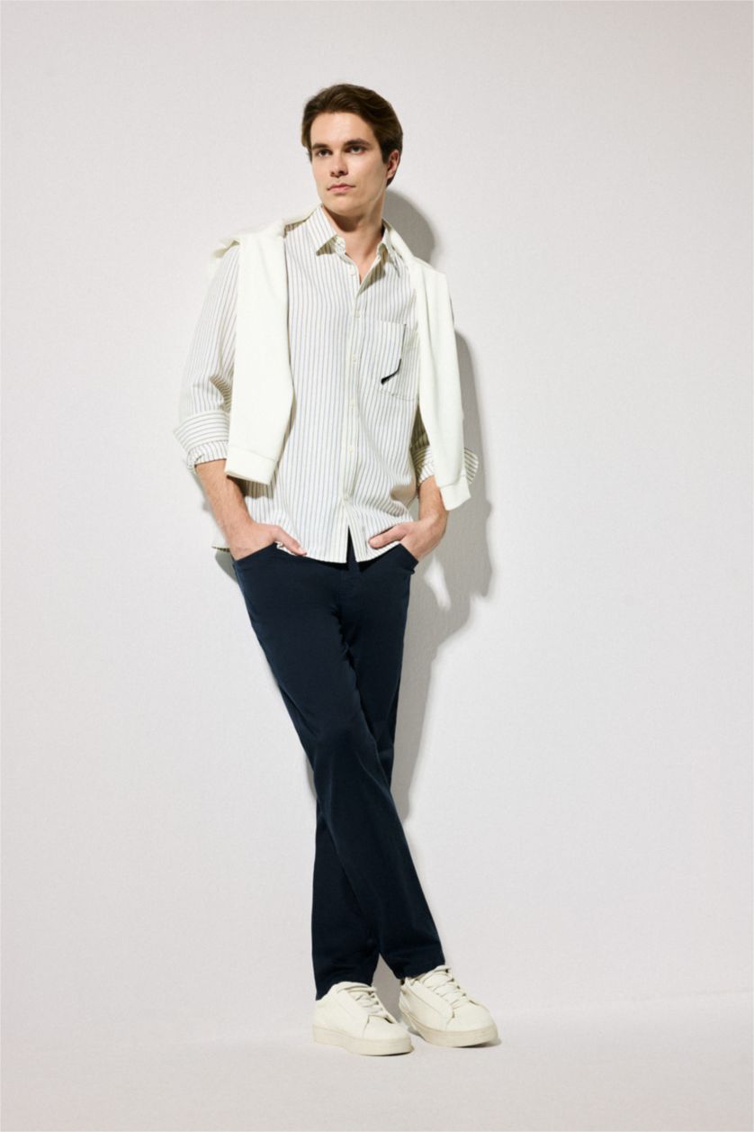 Men Light Yellow Regular Fit Cotton Long Sleeve Shirt