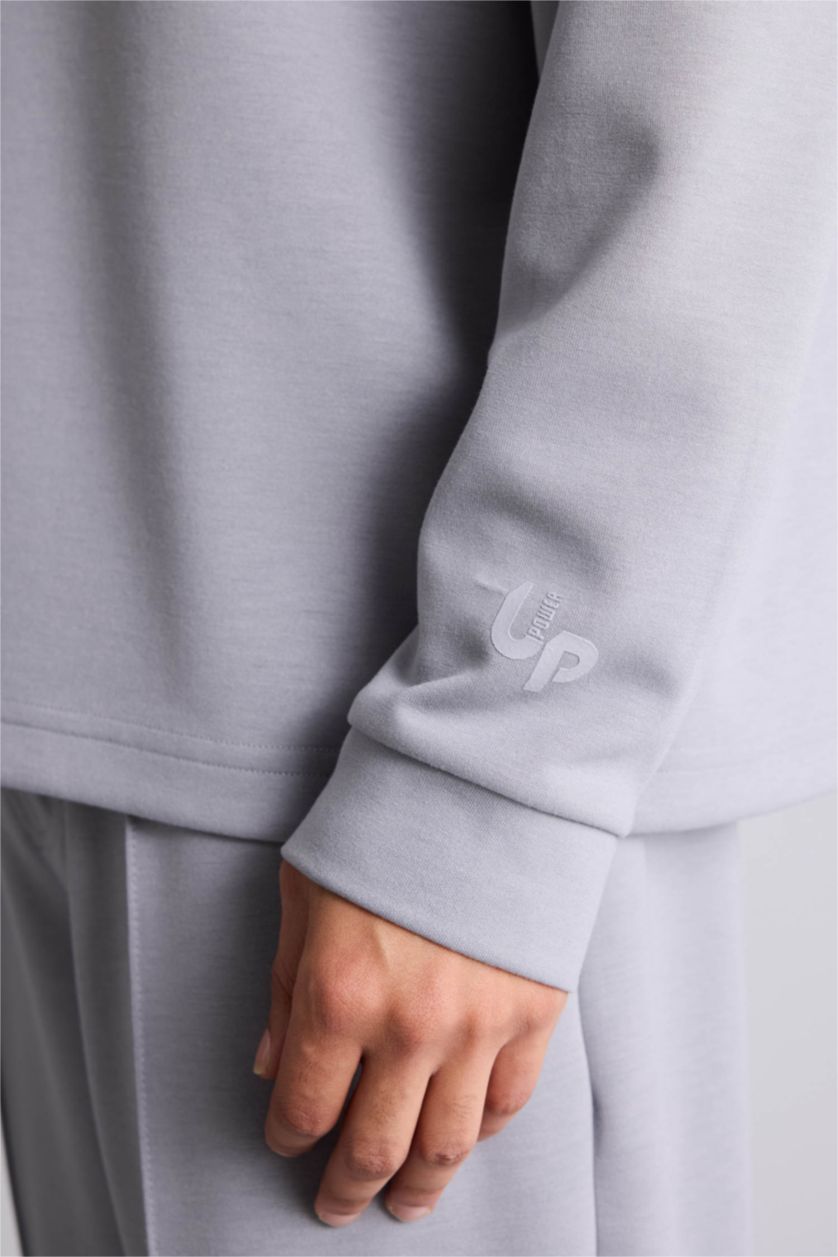 Erkek Gri Boxy Fıt Skuba Dalgıç Kumaş Sweatshirt