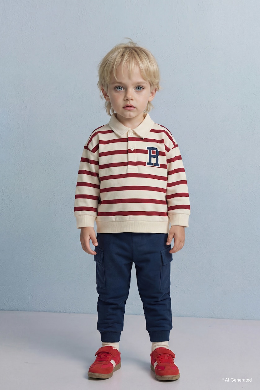 BÉBÉ GARÇON Écru Ensemble Sweatshirt rayé et Pantalon pour bébé garçon