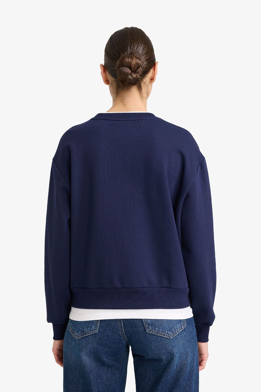 FEMME Marin Sweatshirt épais imprimé à col rond Coupe décontractée