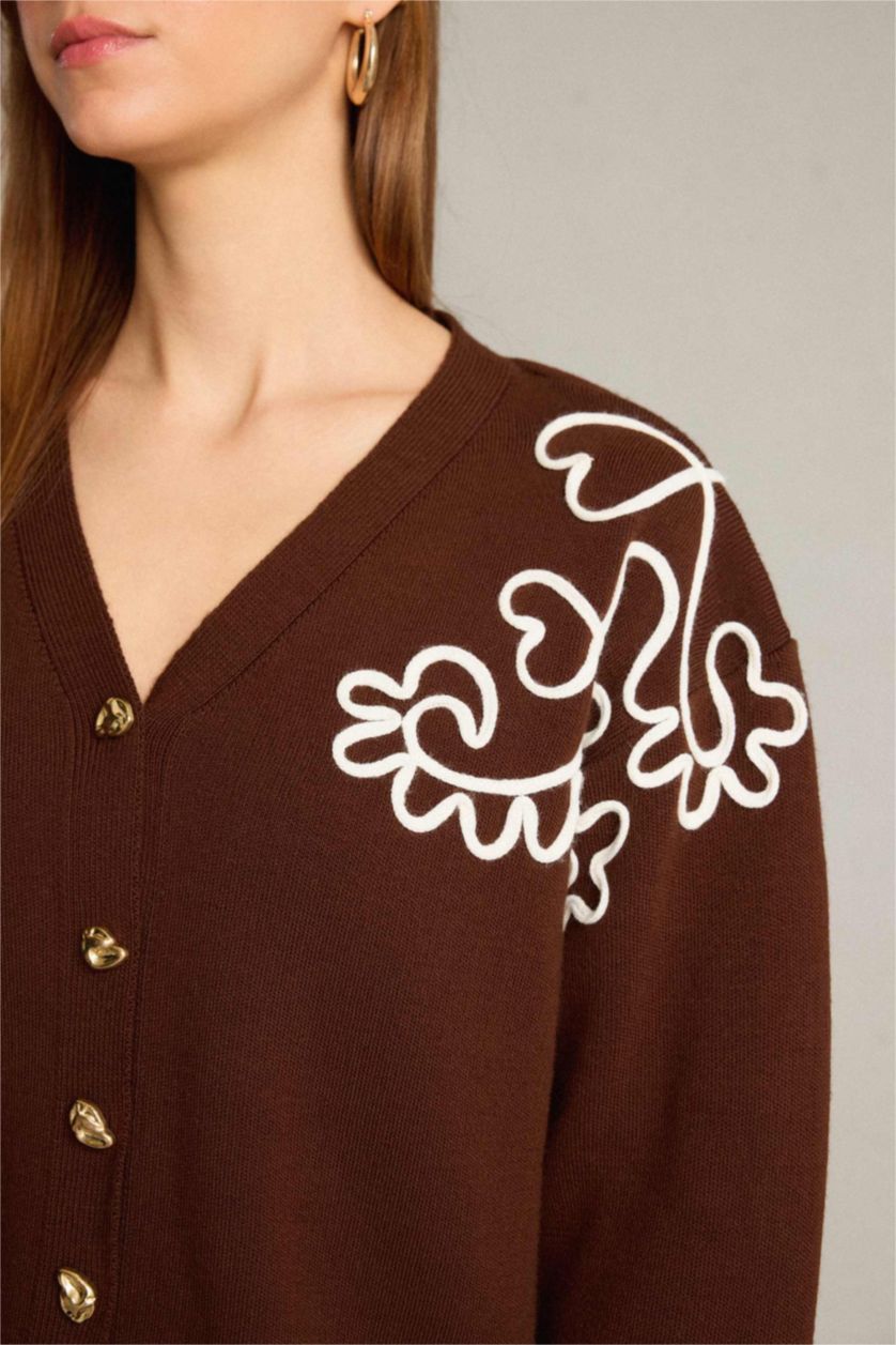 Woman Brown Oversize Fit Cardigan