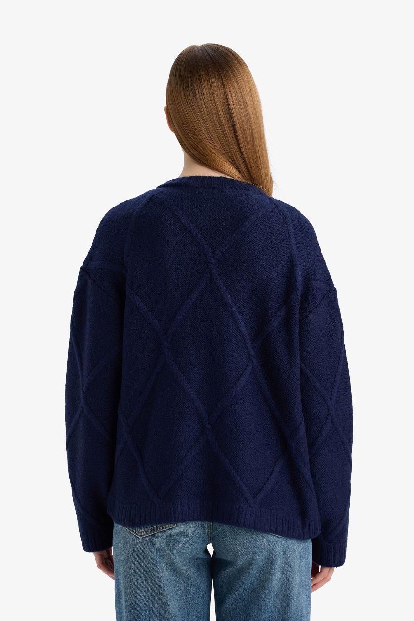FEMME Marin Cardigan en maille à col rond et noeuds Coupe régulière