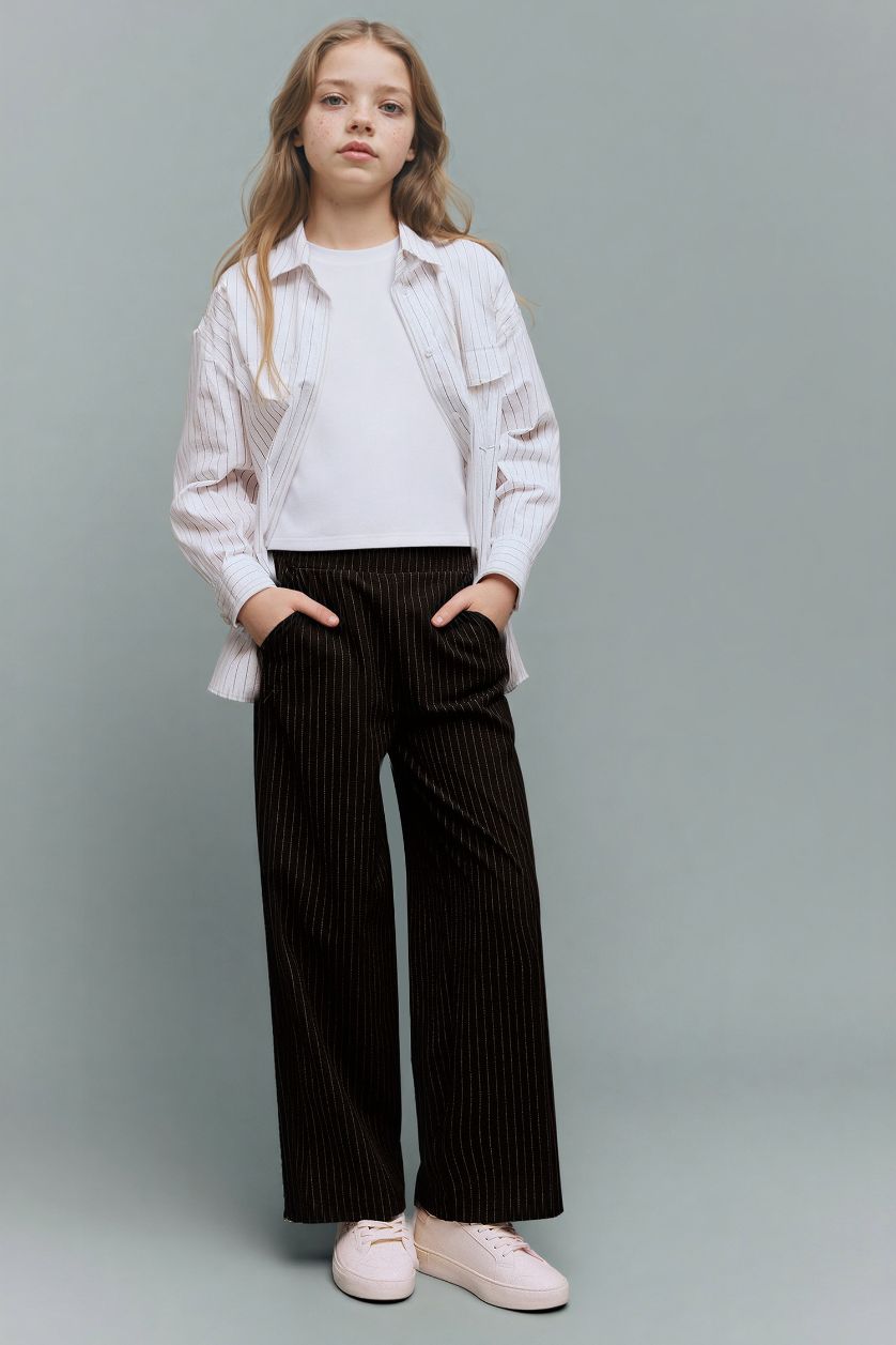 Kız Çocuk - Genç Kız Siyah Wide Leg Pantolon Kız Çocuk