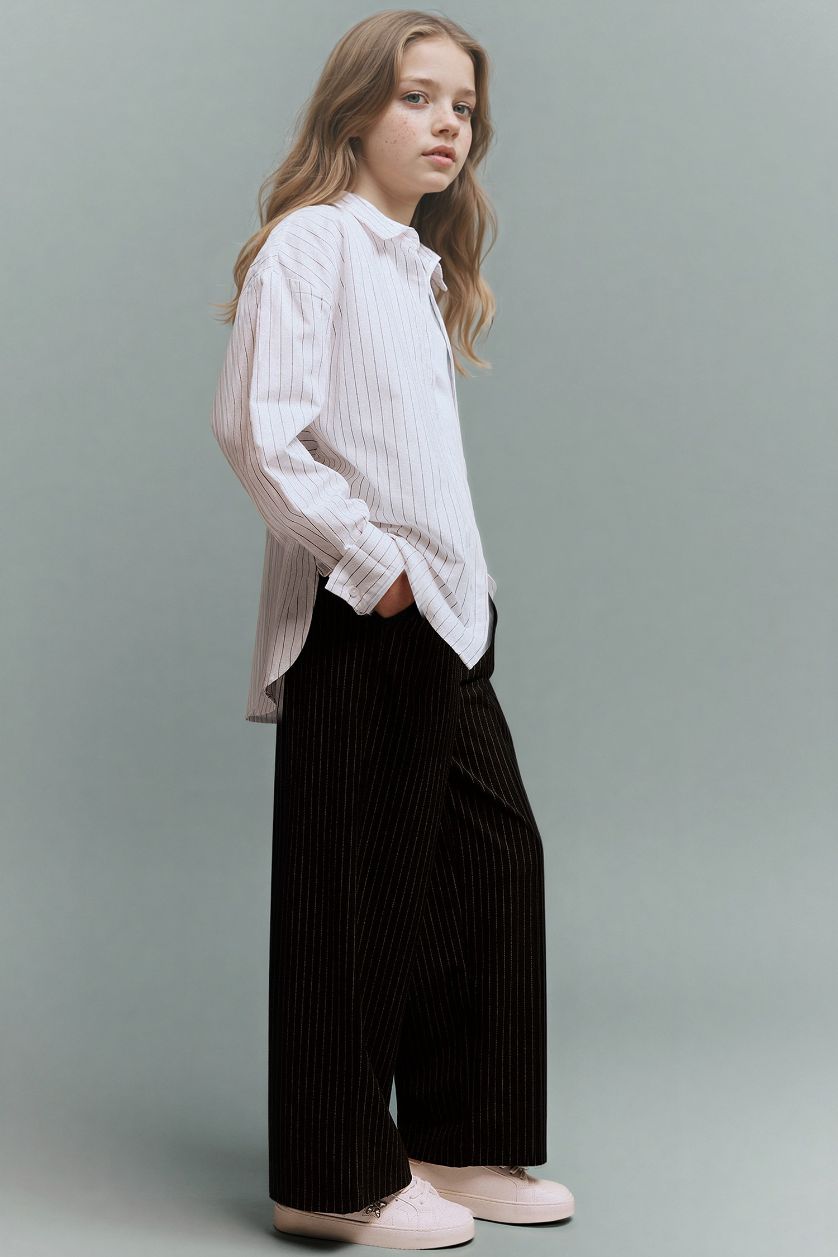 Kız Çocuk - Genç Kız Siyah Wide Leg Pantolon Kız Çocuk