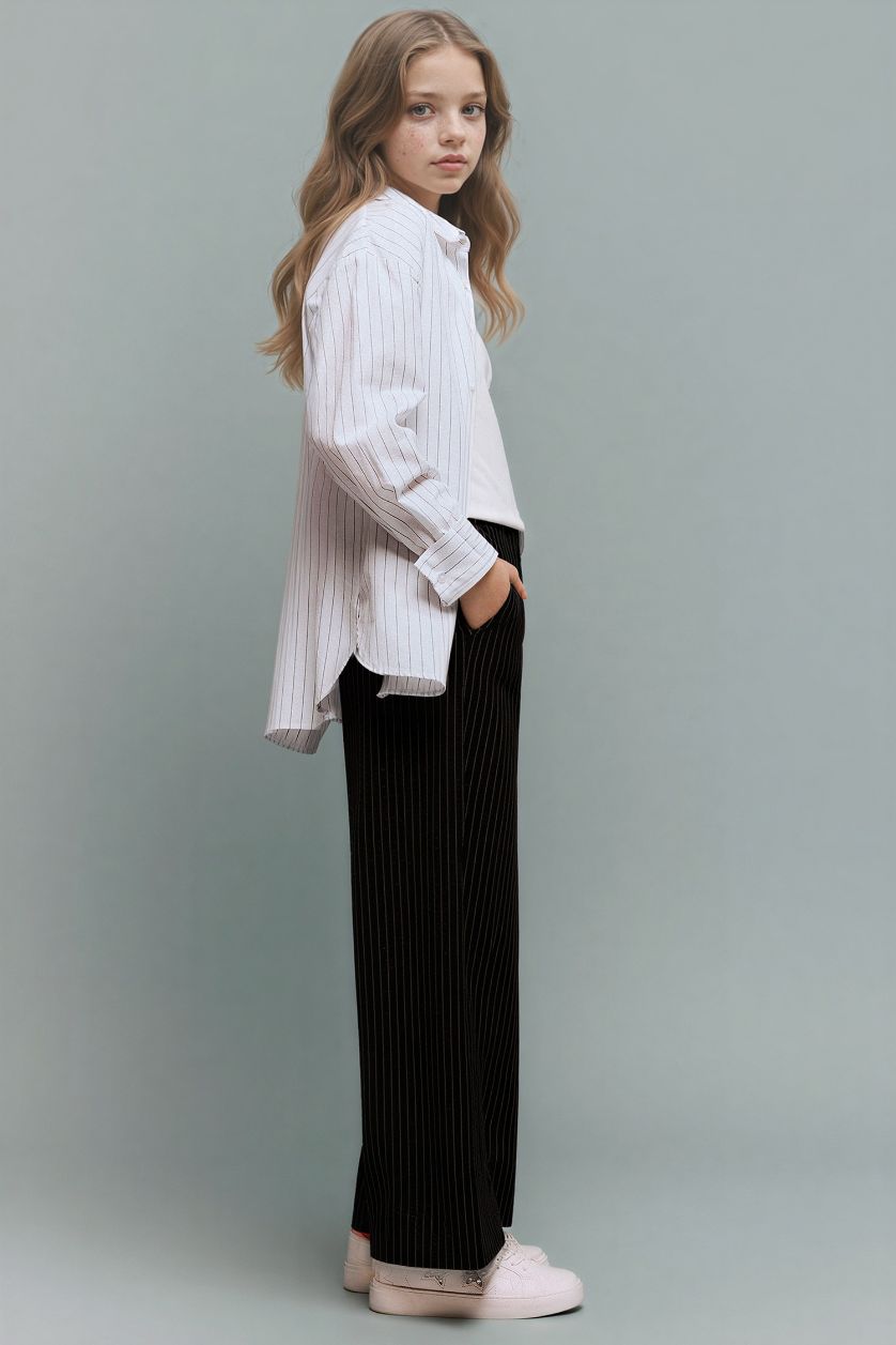 Kız Çocuk - Genç Kız Siyah Wide Leg Pantolon Kız Çocuk