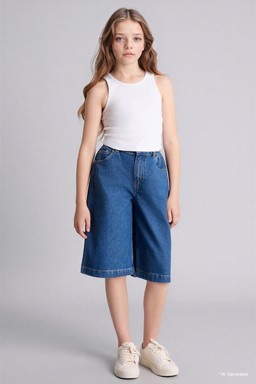 GIRLS & TEENS Blue شورت جينز بناتي