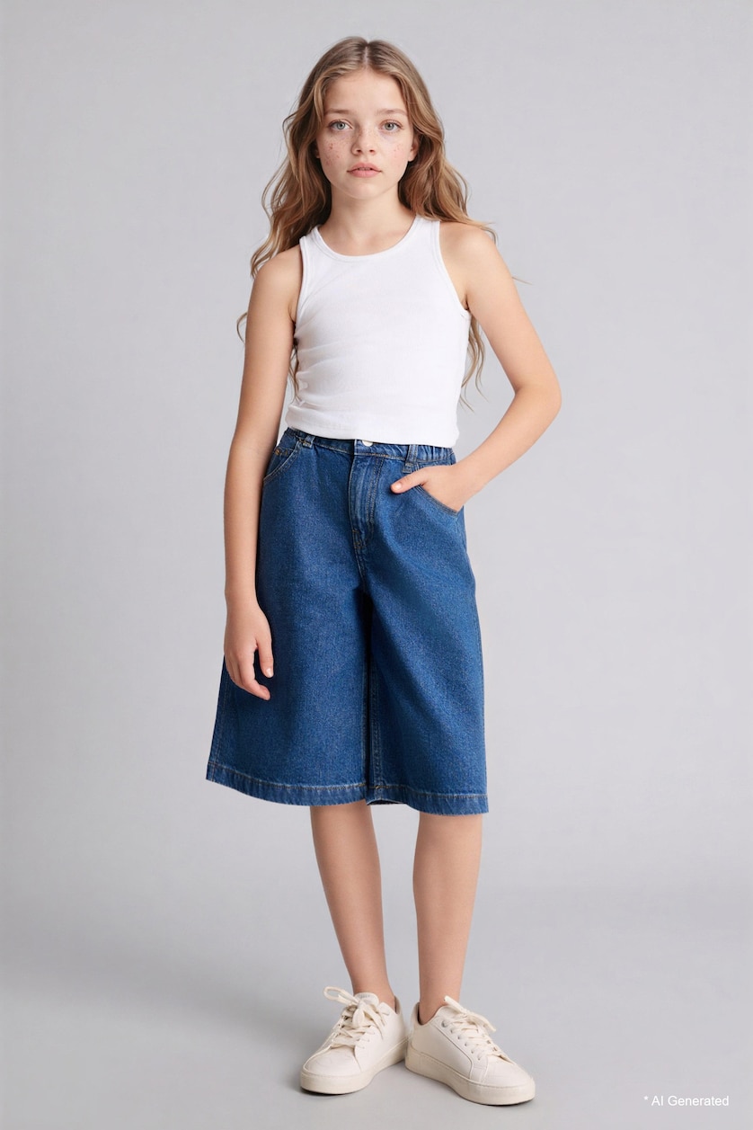 GIRLS & TEENS Blue شورت جينز بناتي