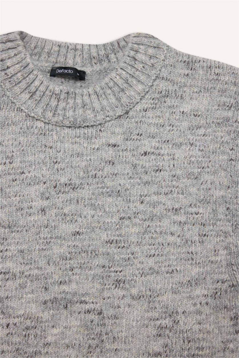 Kadın Gri Regular Fit Triko Süveter