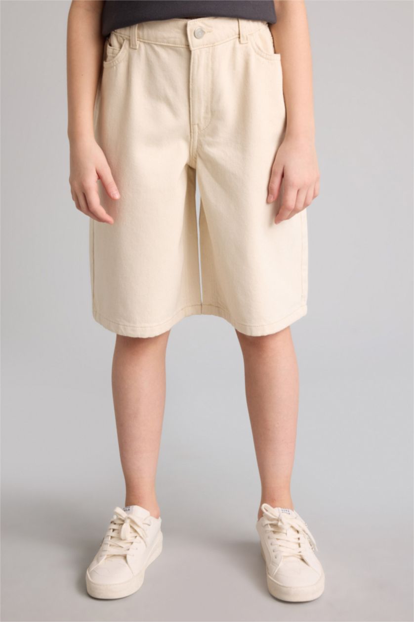 Kız Çocuk - Genç Kız Ekru Jean Şort Kız Çocuk