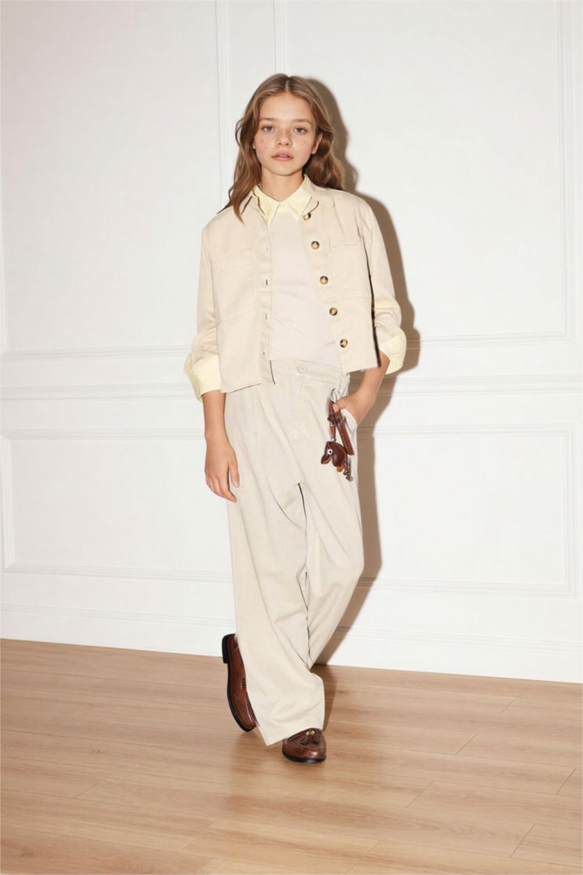 Kız Çocuk - Genç Kız Taş Wıde Leg Tencel Pantolon Kız Çocuk