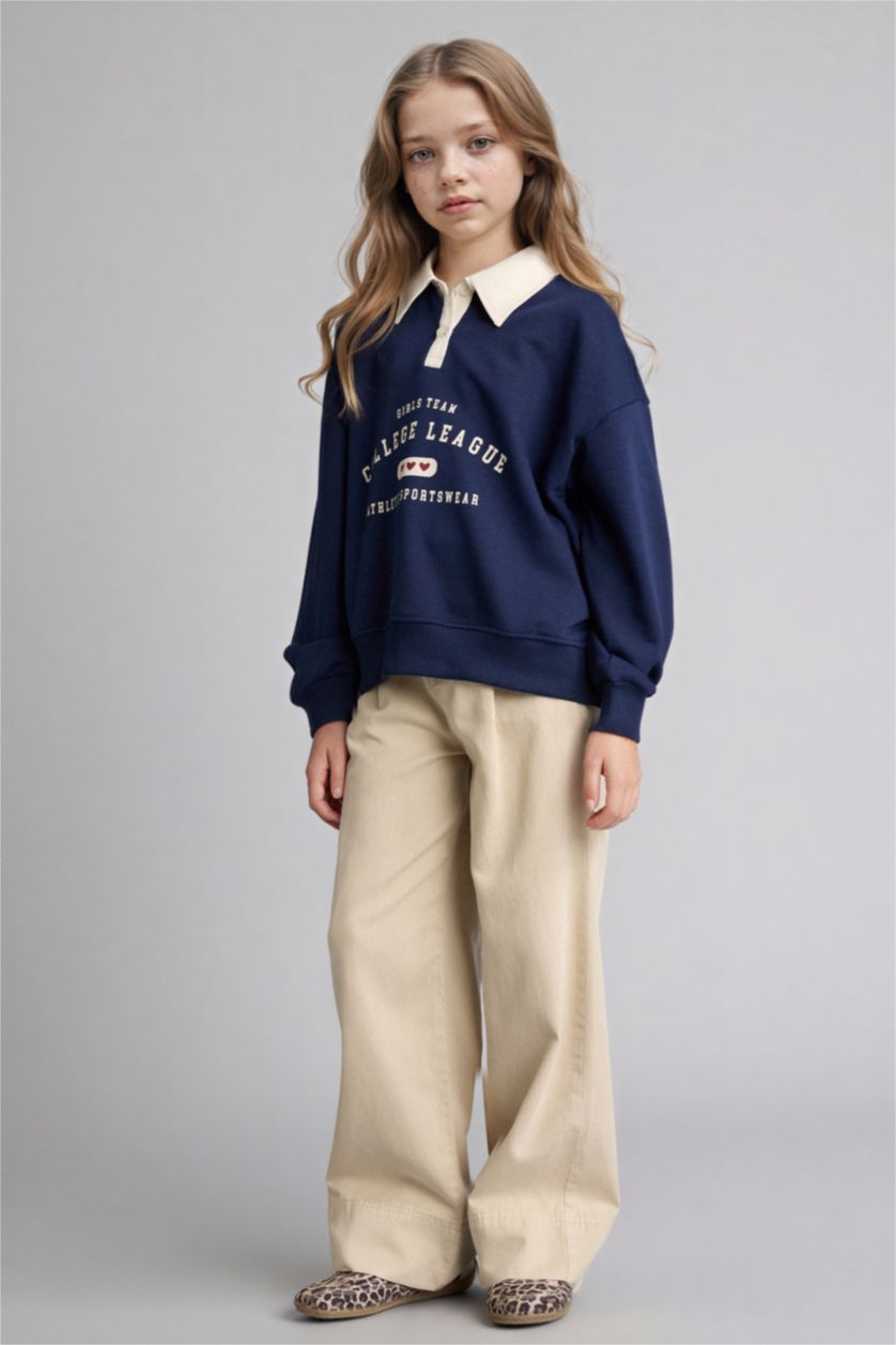 بنات اللون الحجري بنطلون بناتي وايد ليج برجل واسع