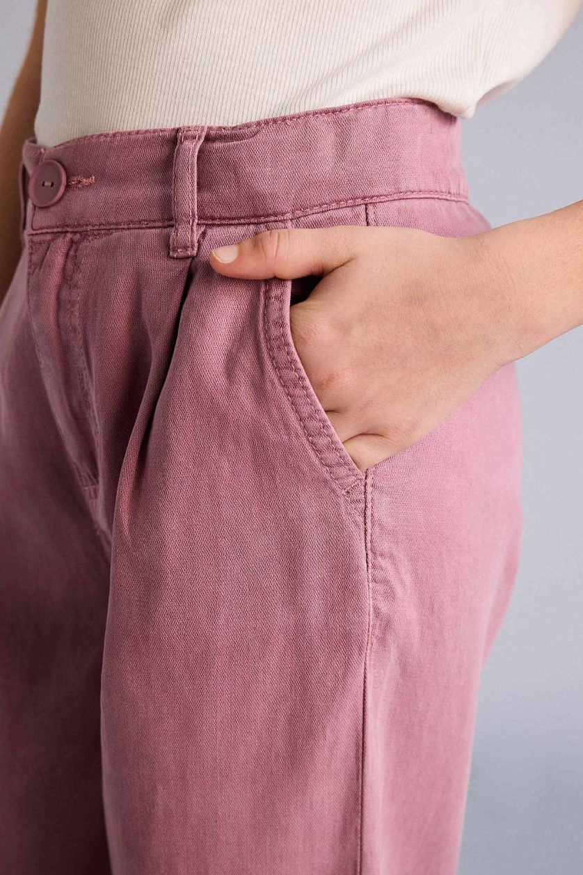 Kız Çocuk - Genç Kız Gülkurusu Wıde Leg Geniş Paça Tensel Pantolon Kız Çocuk