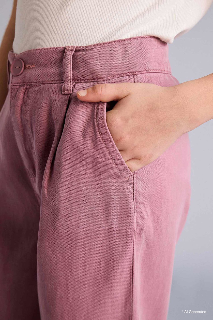 Kız Çocuk - Genç Kız Gülkurusu Wıde Leg Tencel Pantolon