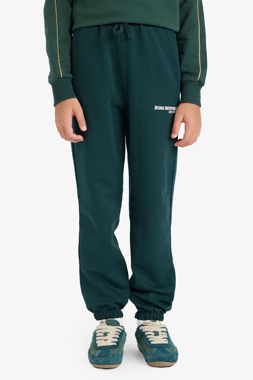 BOYS & TEENS Dark Green Boy Elastic Waist Printed Sweatpants