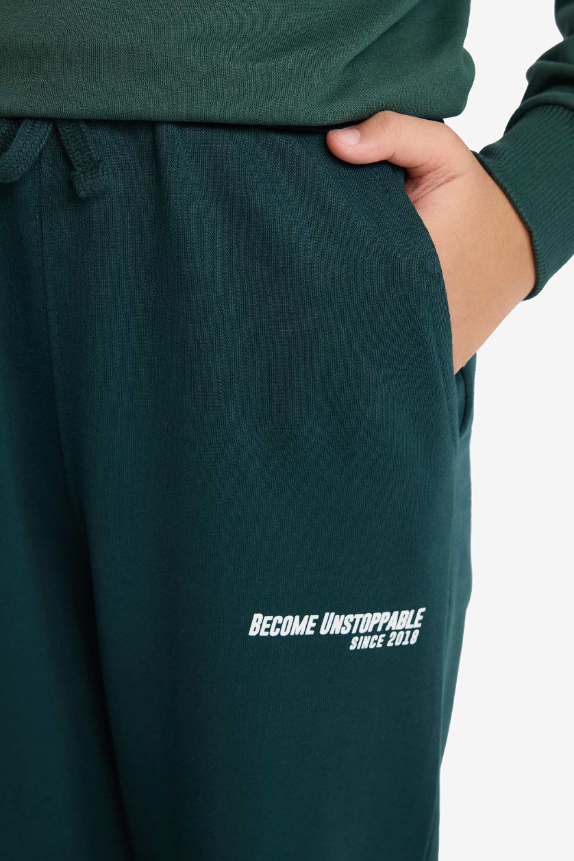 BOYS & TEENS Dark Green Boy Elastic Waist Printed Sweatpants