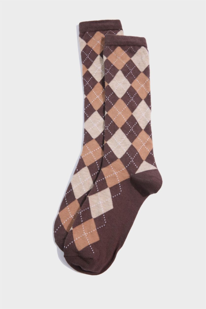 Women Brown 2 piece Cotton Knee Socks