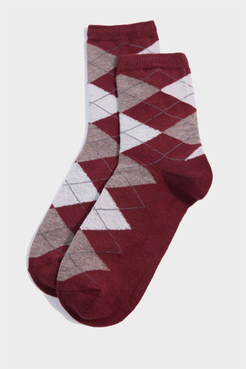 WOMAN Bordeaux Woman 3 Piece Cotton Long Socks