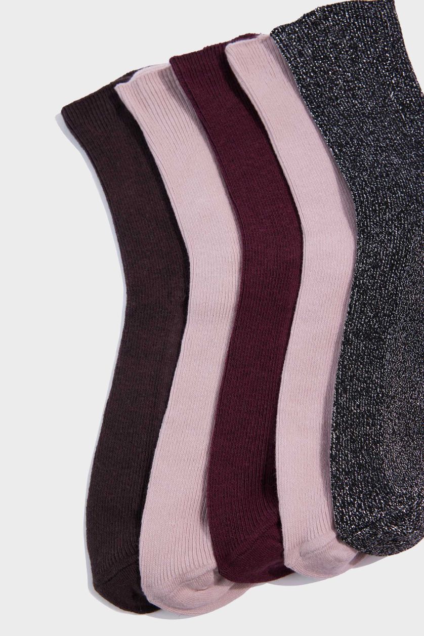 حريمي خمري شرابات طويلة حريمي قطن - 5 قطع