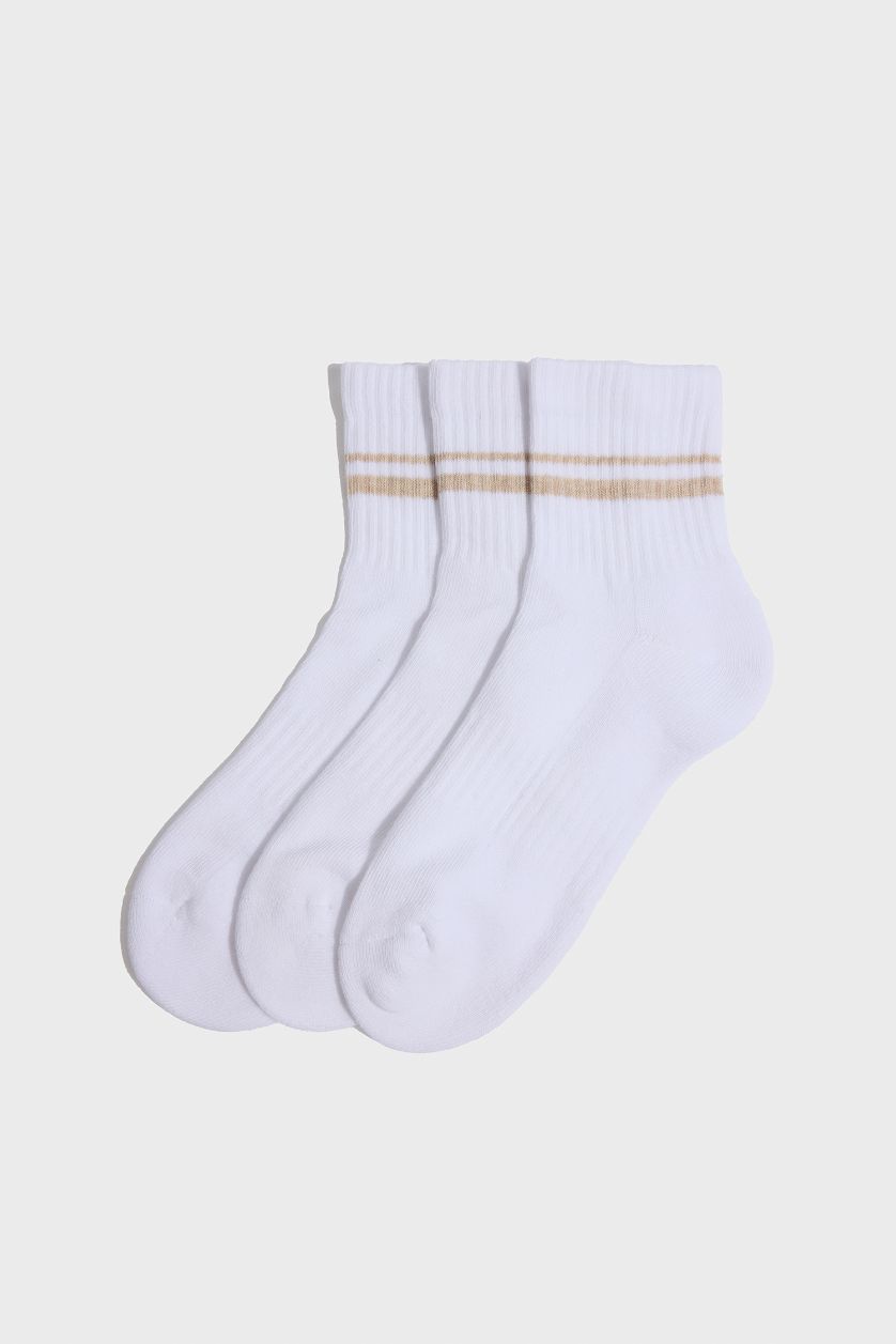 FEMME Blanc Lot de 3 Chaussettes en coton éponge pour femme
