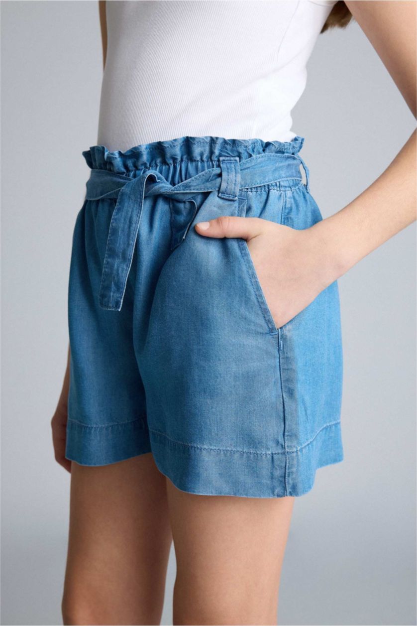 Kız Çocuk - Genç Kız Mavi Denim Şort Kız Çocuk