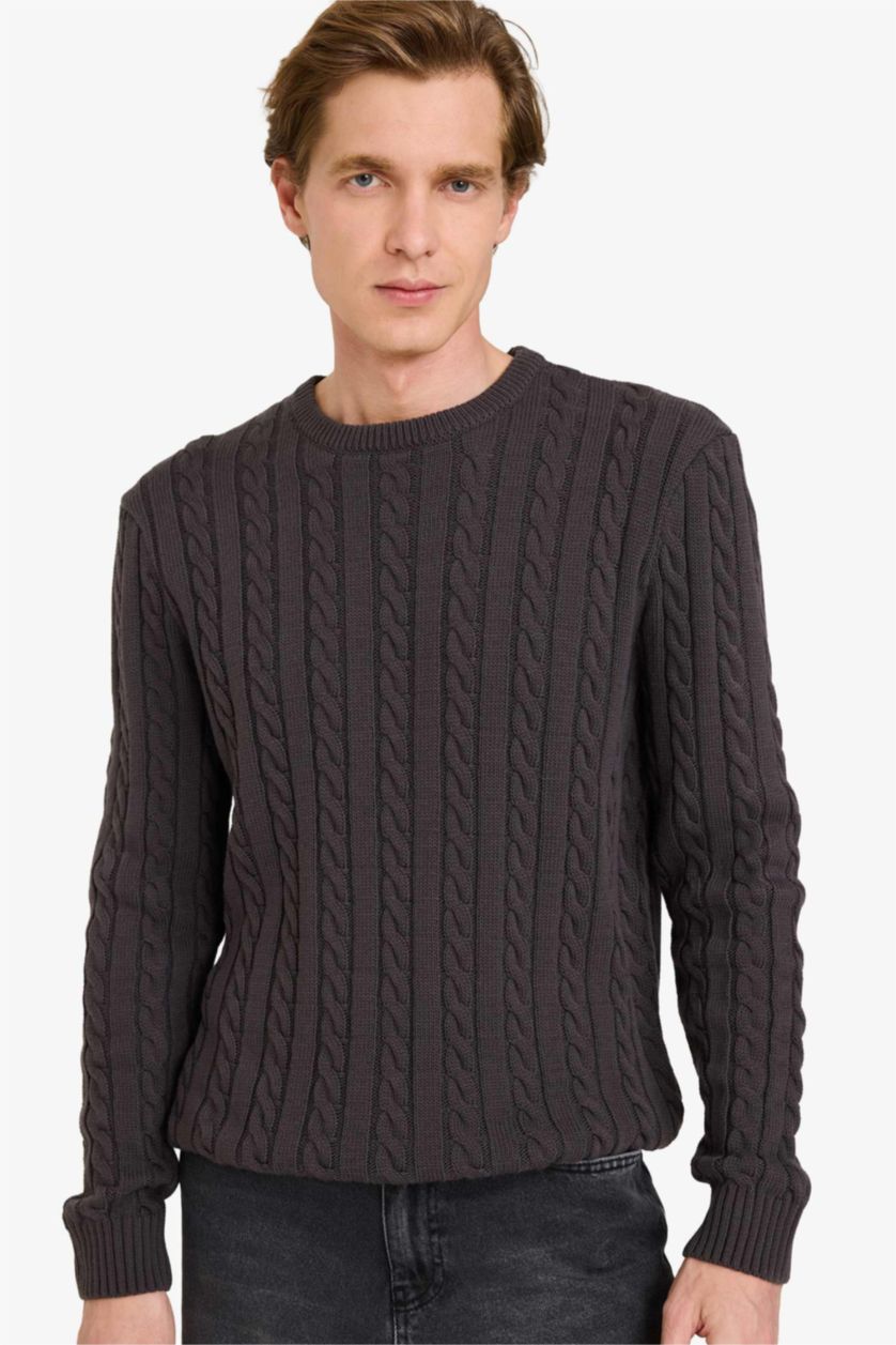 MAN Anthracite Standard Fit Zipper Knitwear Pullover