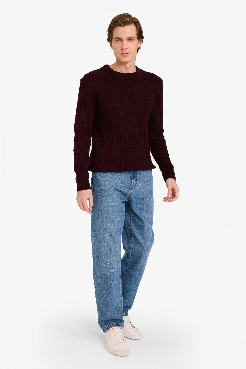 MAN Dark Bordeaux Standard Fit Zipper Knitwear Pullover