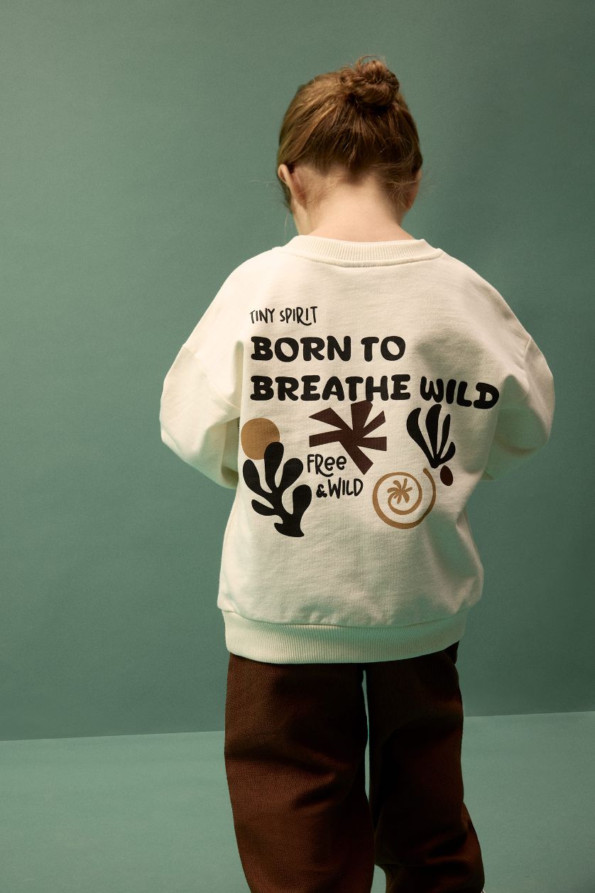 BABY BOY Ecru Baby Boy Slogan Print Sweatshirt Fabric 2 Piece Set