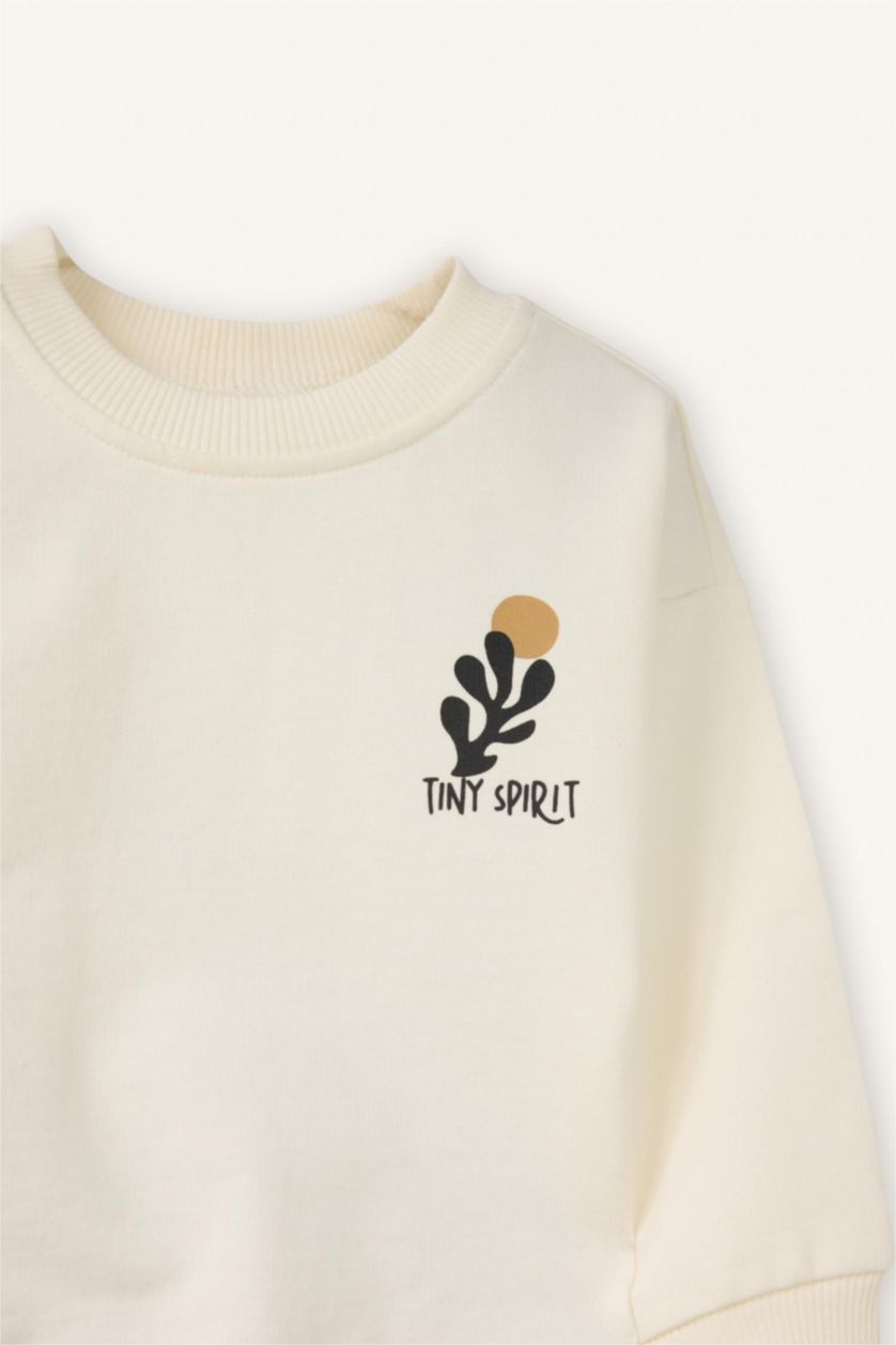 BABY BOY Ecru Baby Boy Slogan Print Sweatshirt Fabric 2 Piece Set