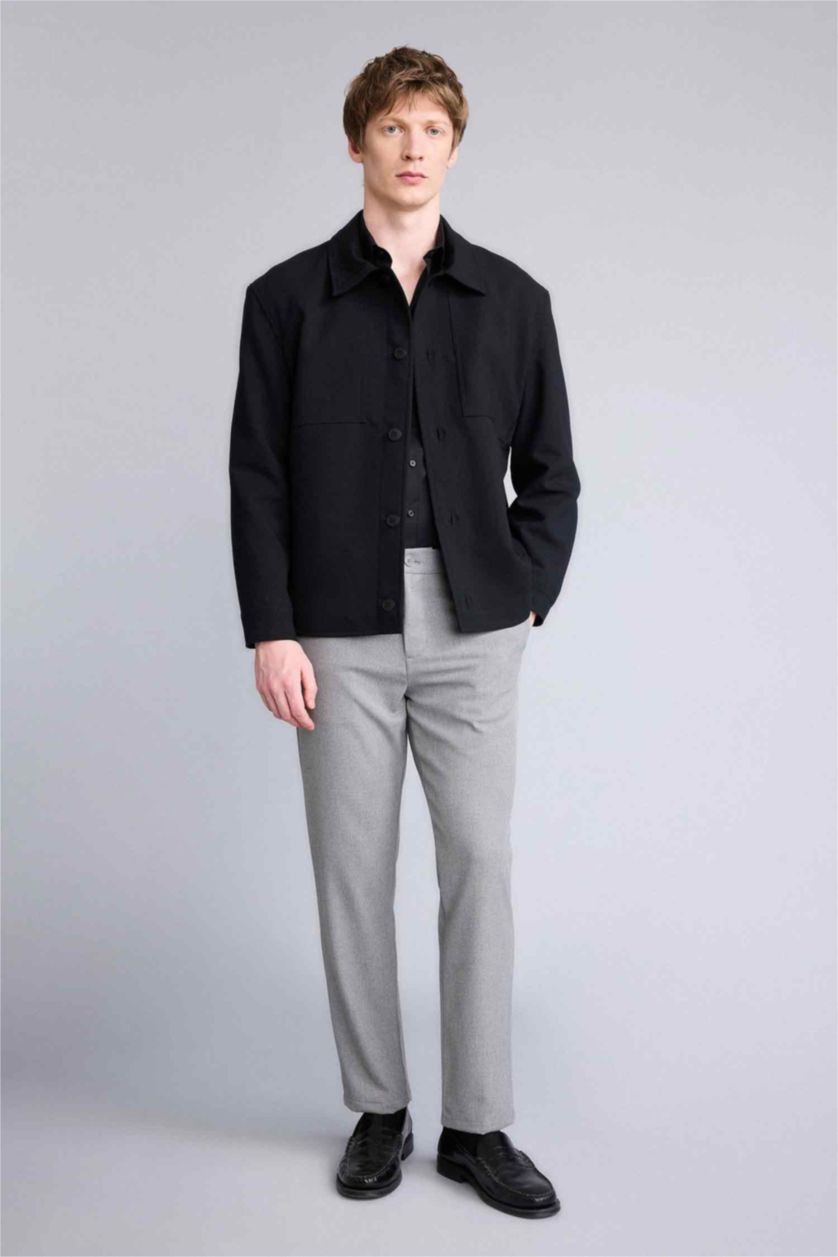 Man Black Regular Fit Polo Collar Lined Blazer