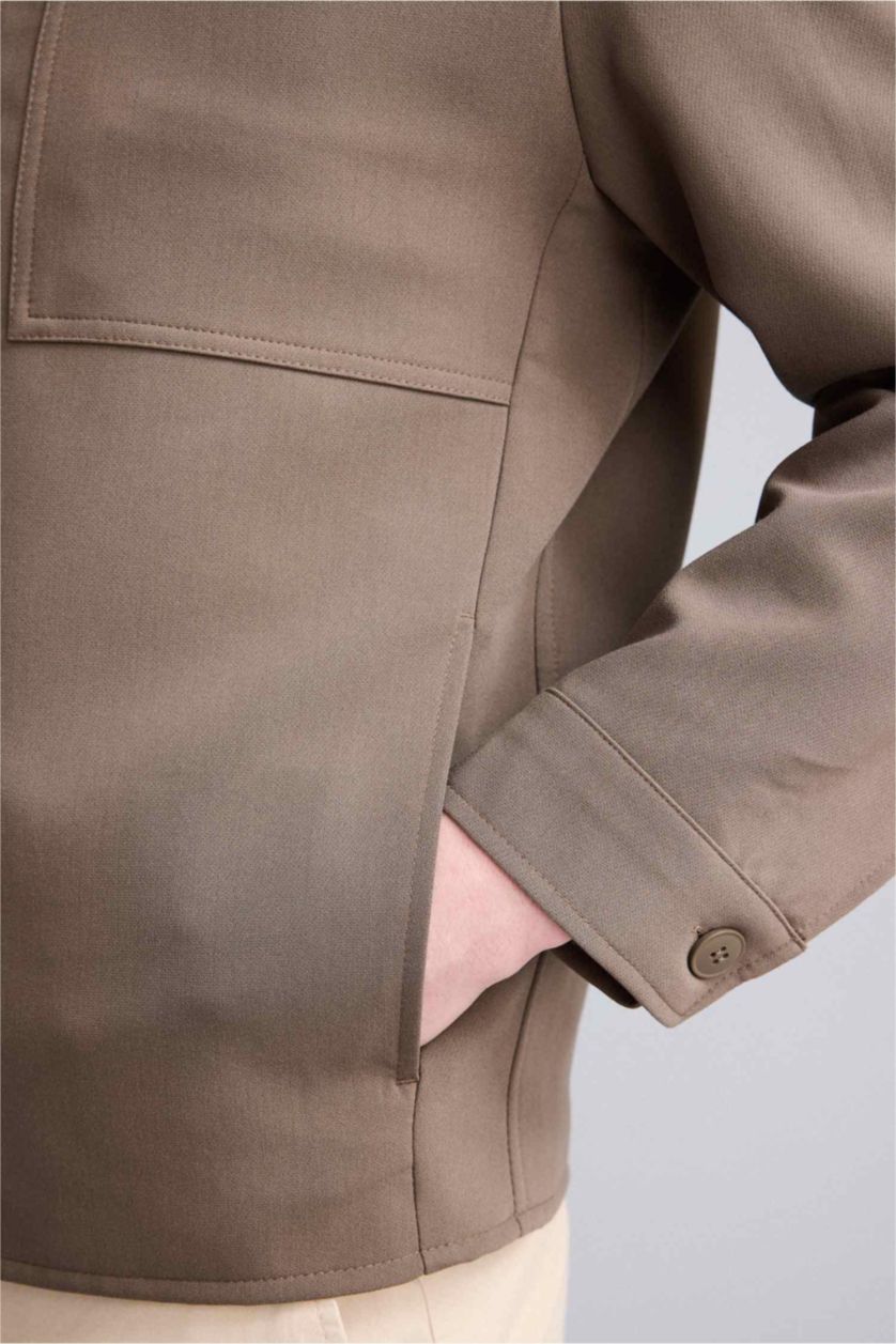 Man Teak Regular Fit Polo Collar Lined Blazer