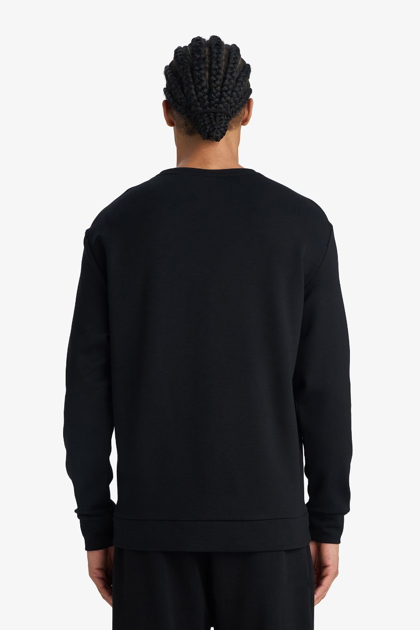 Erkek Siyah Standart Fit Bisiklet Yaka Modal Sweatshirt