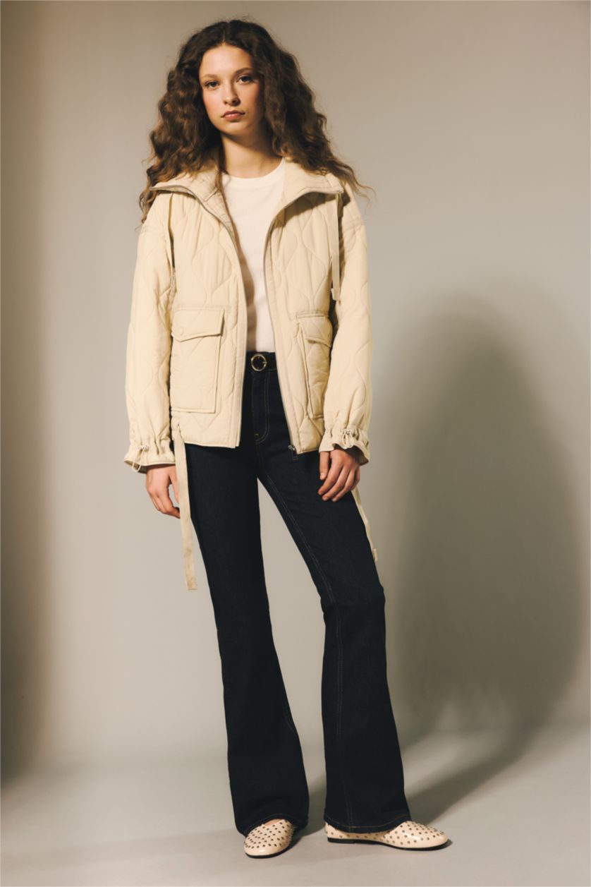 WOMAN Blue Black Flare Trousers