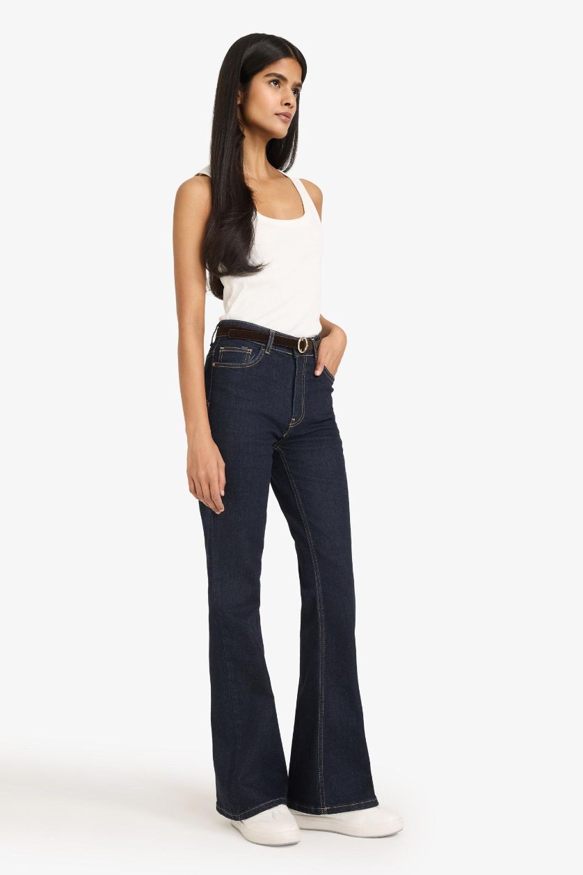 Kadın Mavi Siyah Mia Flare Fit Jean Pantolon