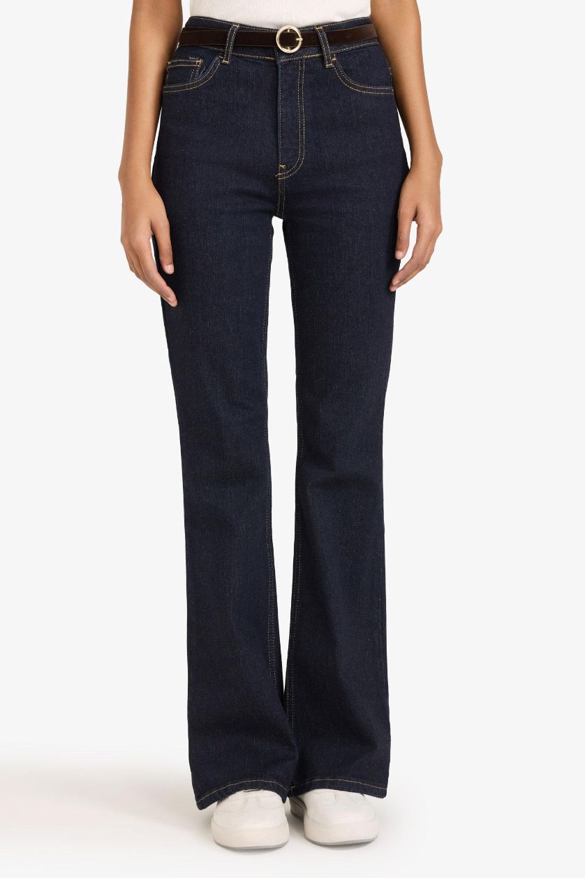 Kadın Mavi Siyah Mia Flare Fit Jean Pantolon
