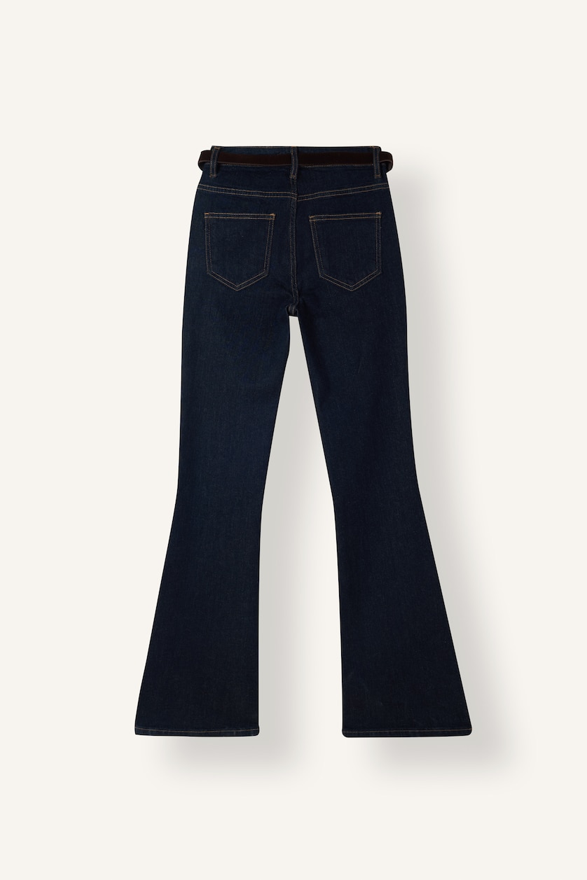 Women Blue Black Denim High Waist Trousers