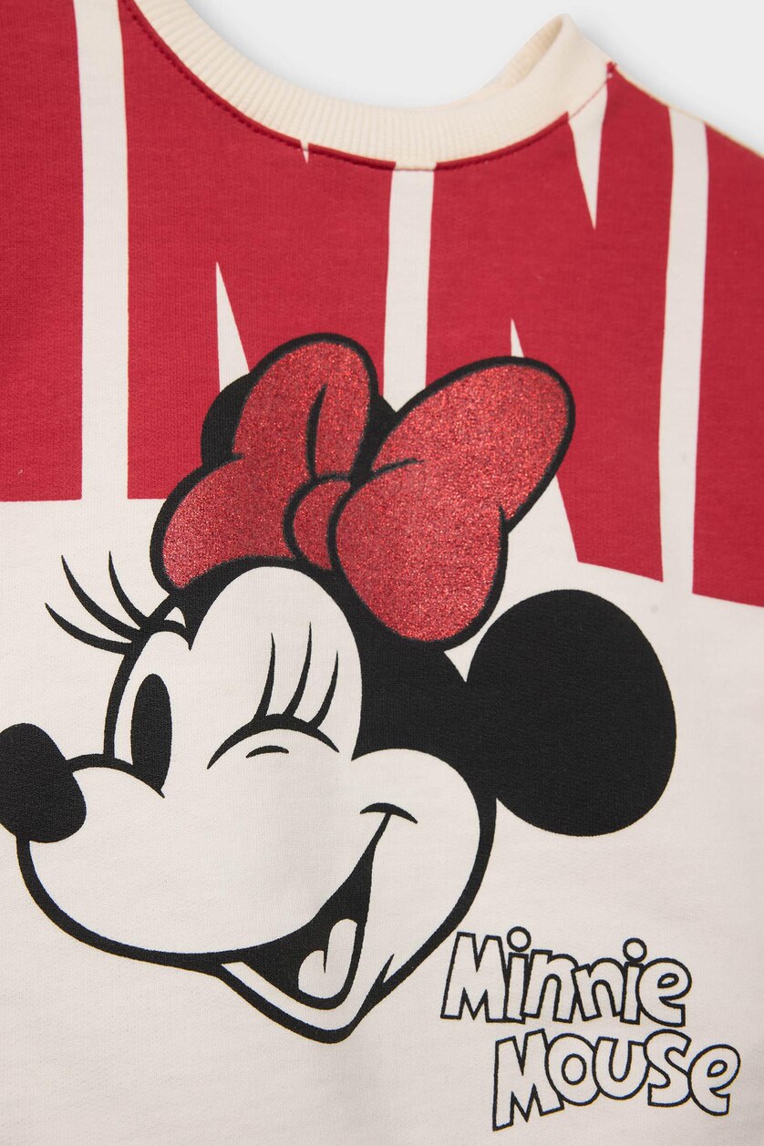 Kız Bebek Ekru Disney Mickey & Minnie 2'li Takım Sweatshirt Tayt Kız Bebek