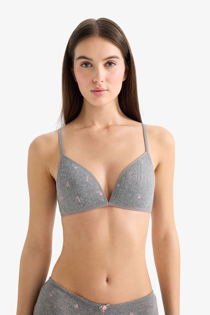 WOMAN Grey Melange Coated Unpadded T-Shirt Bra