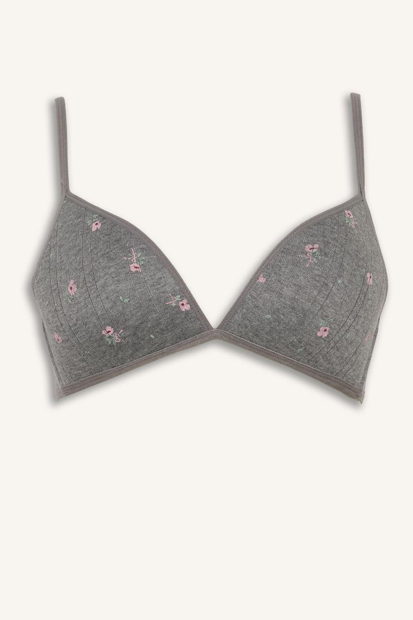 WOMAN Grey Melange Coated Unpadded T-Shirt Bra